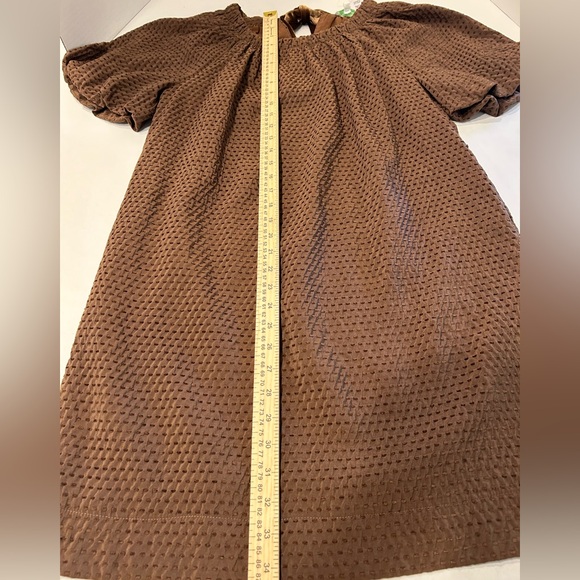 NWT Jade Gather Neck Tie Back Brown Textured‎ Dress - Brown XS - Picture 7 of 12